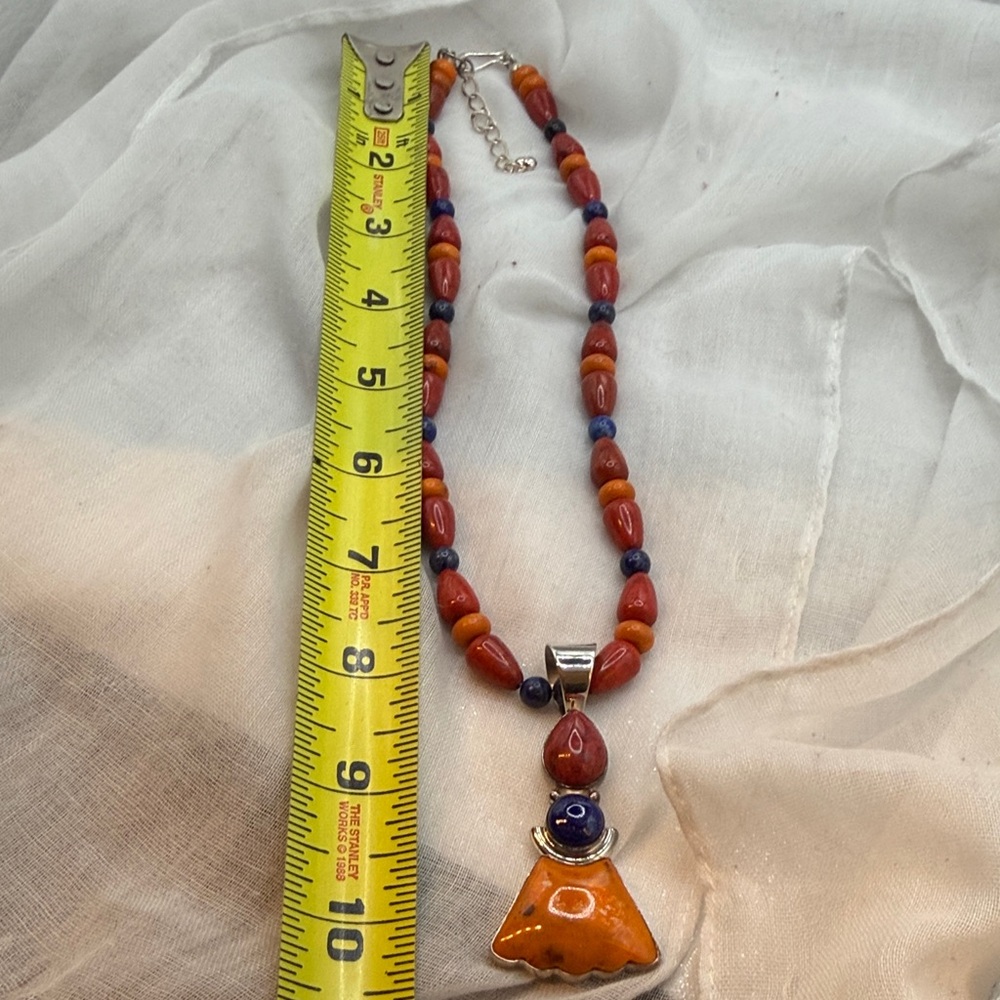 Jay King lapis Lazuli, Red Jasper, Carnelian, Sterling Silver Necklace. - Picture 6 of 8
